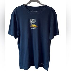 Life is Good Men’s Medium Vintage Graphic Tee Navy Dog Dream Big